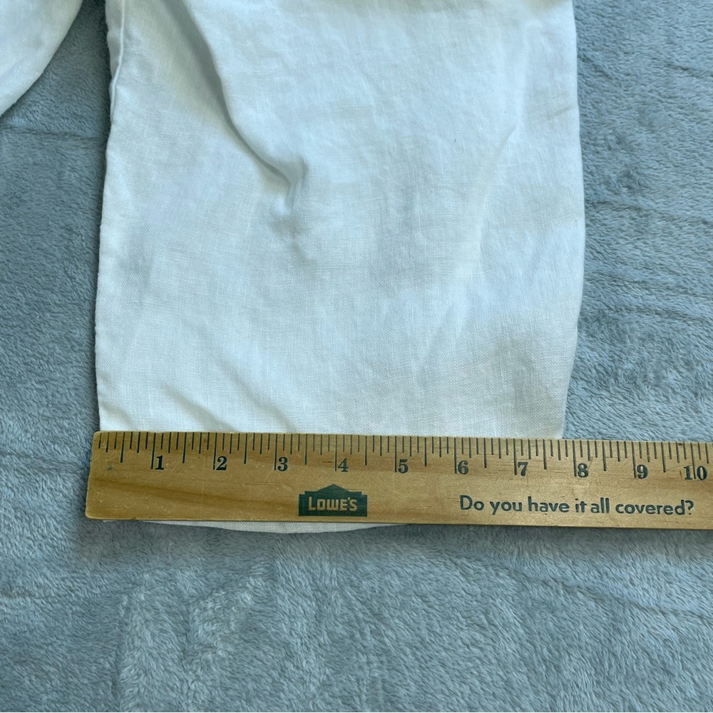 J.Jill Love Linen Pants Medium Petite MP 100% Linen Capri Crop Pull On White - Picture 7 of 8